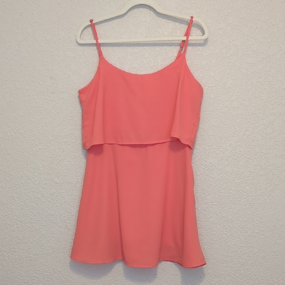 Abercrombie & Fitch coral pink tiered sleeveless mini dress - Picture 5 of 11